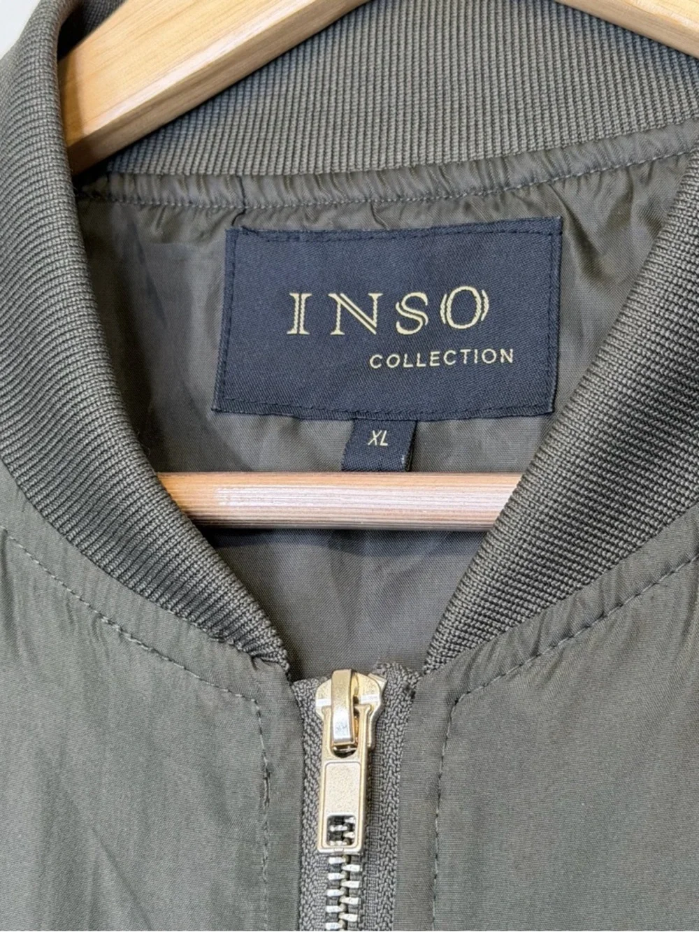 INSO | Olive Green Women's Bomber Jacket with Zip Front - Picture 11 of 13